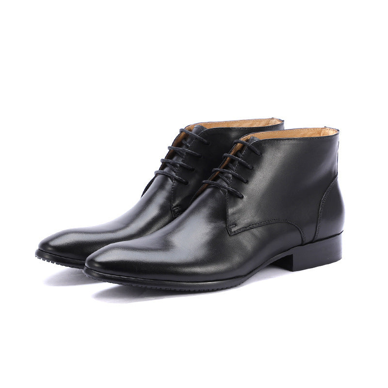 Autumn And Winter New High-top Leather Men's Shoes Pointed Toe Business Formal Wear British Martin Boots Short Boots Men - Image 7
