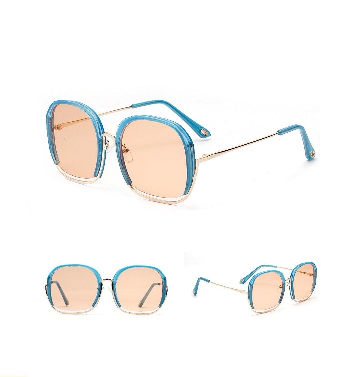 Colorful Fashionable Large Half Frame Sunglasses For Women - Image 8