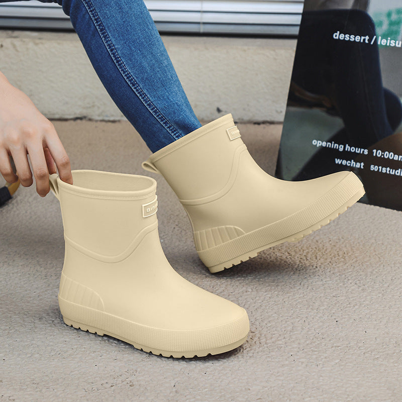 Mid-calf Women's Stylish Water Shoes Outdoor Non-slip Adult Rain Boots - Image 5