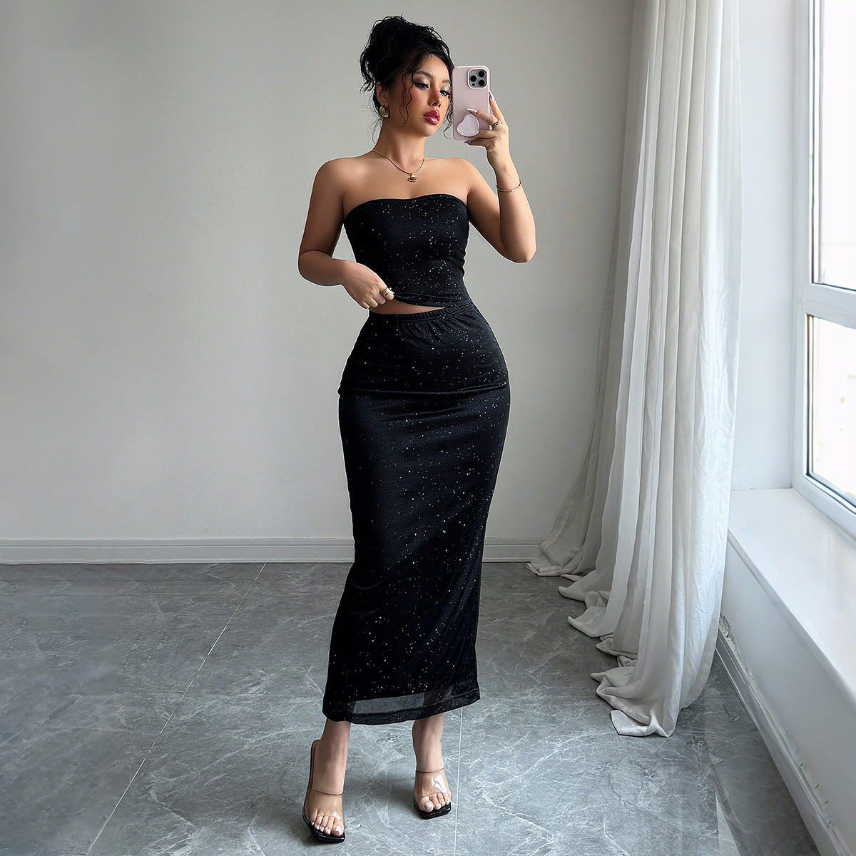 Elegant Style Tube Top Hip Skirt Suit - Image 6