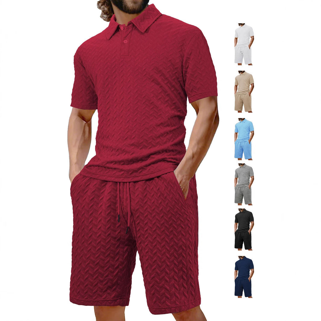 Summer Lapels Casual Short Sleeve Men's Shirt Suit - Image 2