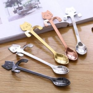 Cross-border 304 Stainless Steel Spoon Cartoon Cat Handle Hanging Coffee Spoon