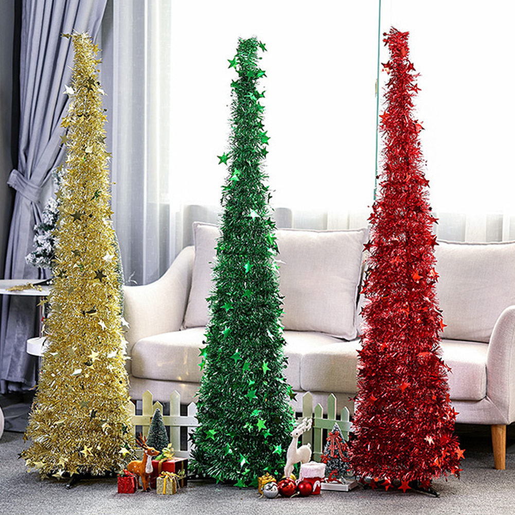 Artificial Tinsel Up Christmas Tree With Stand Gorgeous Collapsible Artificial Christmas Tree For Christmas Decorations - Image 7