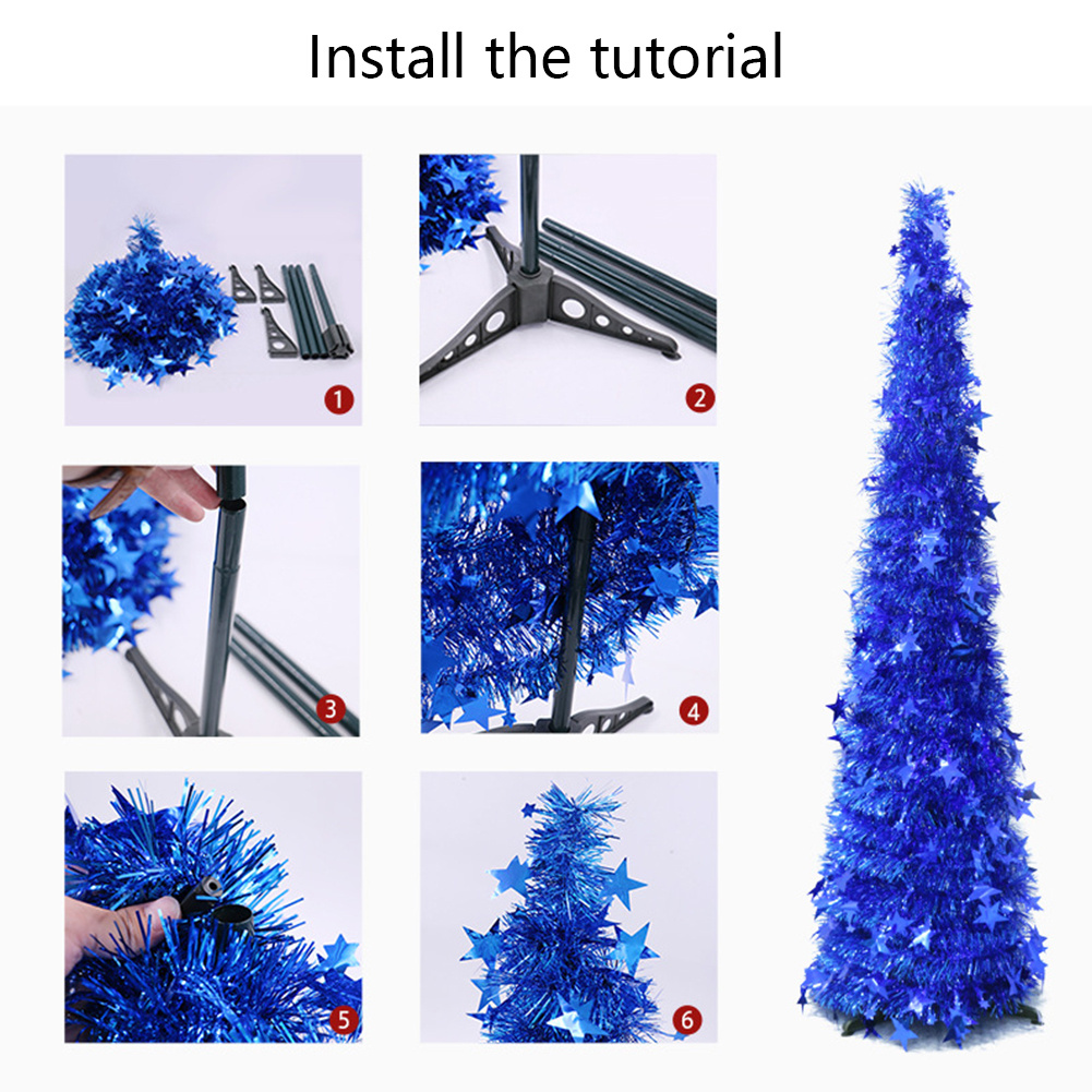 Artificial Tinsel Up Christmas Tree With Stand Gorgeous Collapsible Artificial Christmas Tree For Christmas Decorations - Image 9