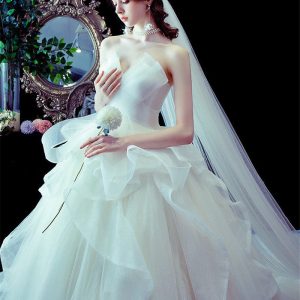 French Temperament Big Trailing Starry Sky Forest Dream Dress