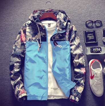 Spring Summer New Men Light Floral Print Hooded Jacket Fashion Trend Flower Coat Hoodies - Image 3