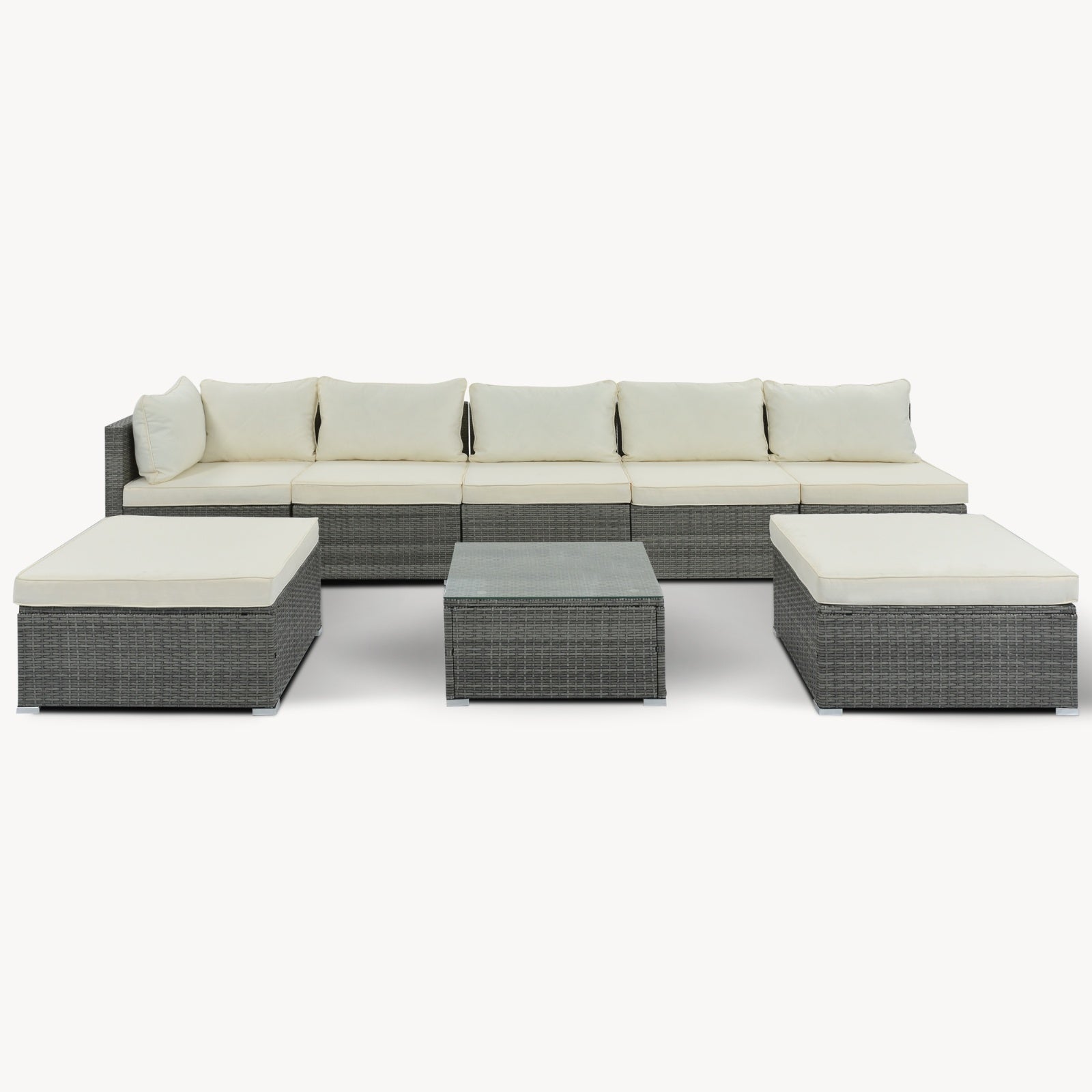 8-Pc Outdoor Patio Furniture Set, Garden Wicker Sofa, Single Sofa Combinable - Image 2