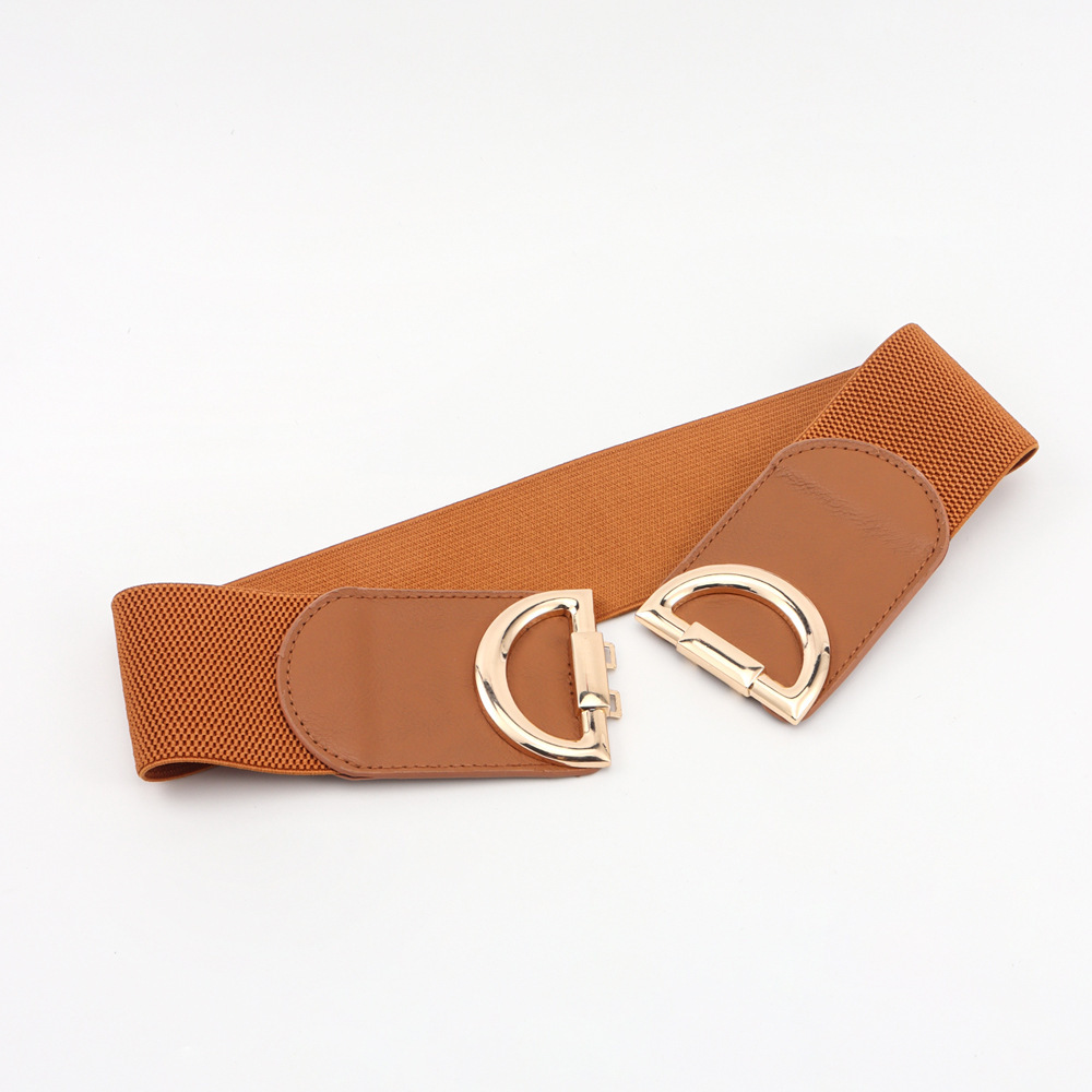 Elastic A Pair Of Buckles Wide Belt Women - Image 8