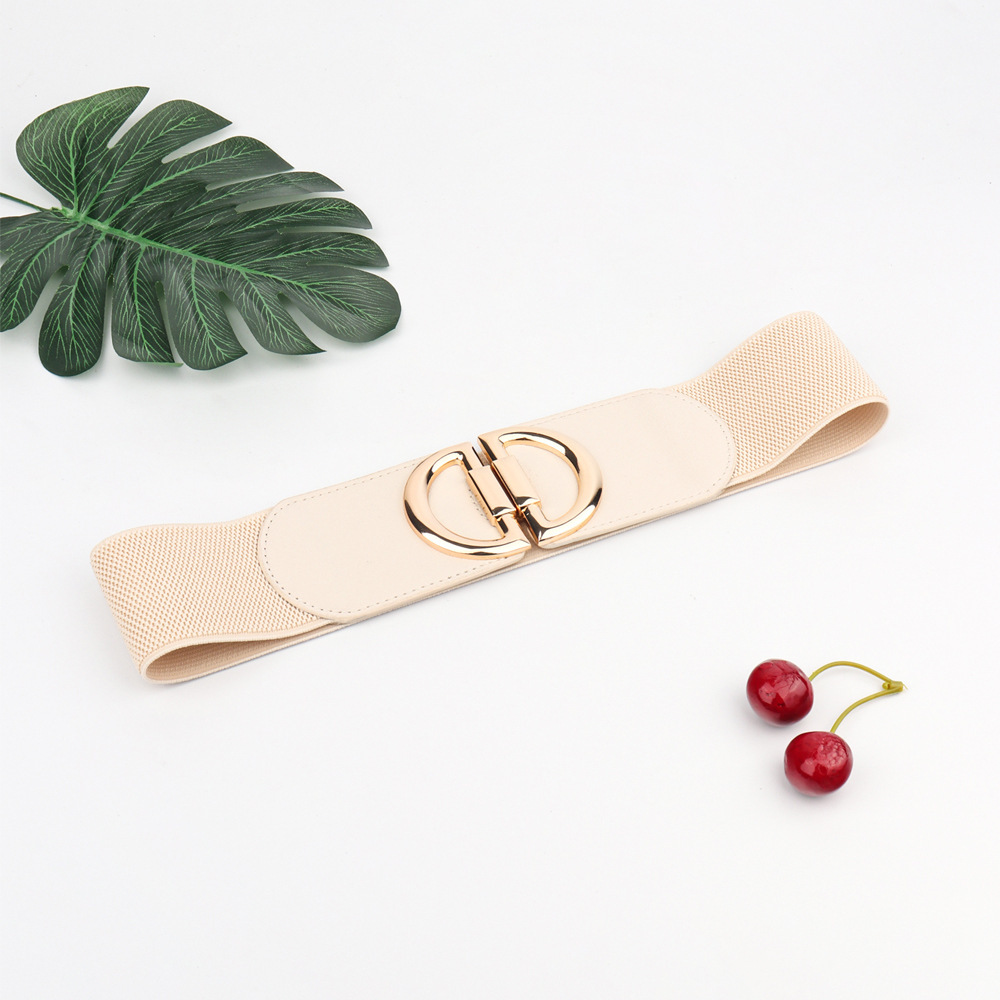 Elastic A Pair Of Buckles Wide Belt Women - Image 6