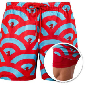 Mens Sports Print Double Layer Polyester Shorts