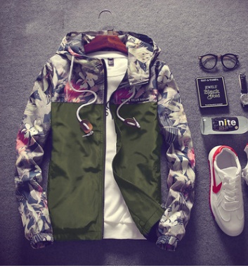Spring Summer New Men Light Floral Print Hooded Jacket Fashion Trend Flower Coat Hoodies - Image 5
