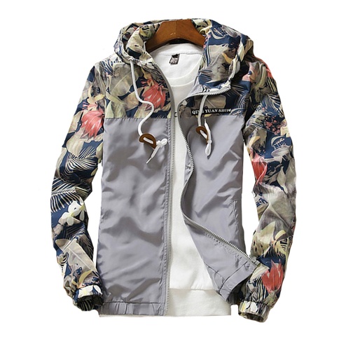 Spring Summer New Men Light Floral Print Hooded Jacket Fashion Trend Flower Coat Hoodies - Image 6