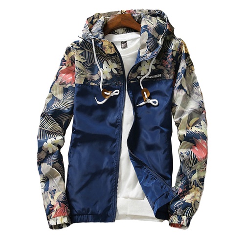 Spring Summer New Men Light Floral Print Hooded Jacket Fashion Trend Flower Coat Hoodies - Image 4