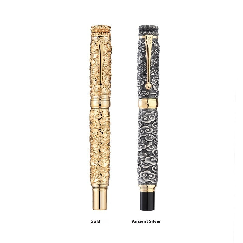 Retro Chinese Style Relief 18K Gold Plated Tip Gift Pen Two Colors - Image 2