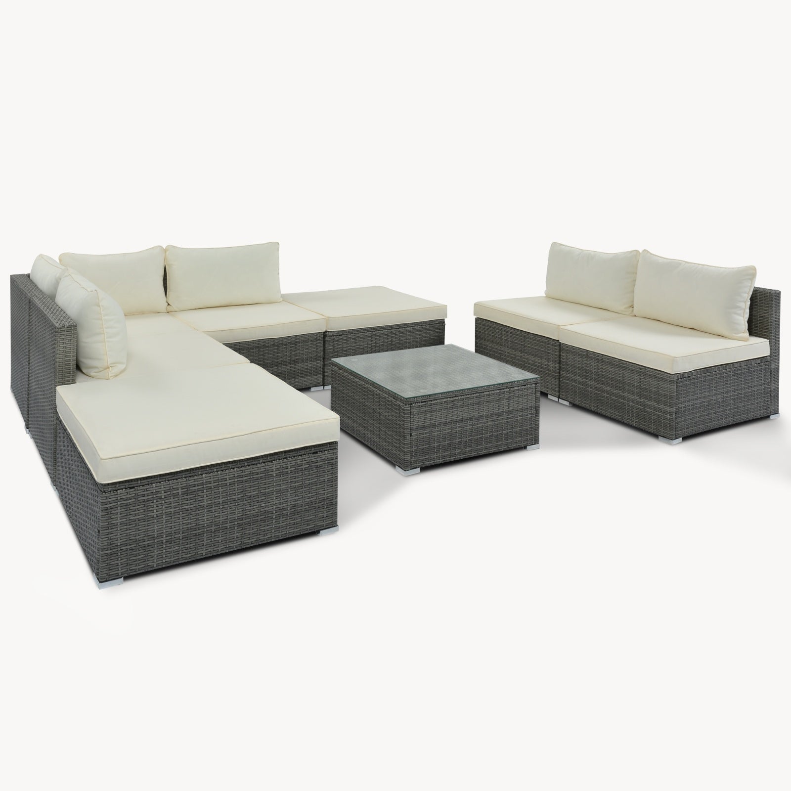 8-Pc Outdoor Patio Furniture Set, Garden Wicker Sofa, Single Sofa Combinable - Image 10