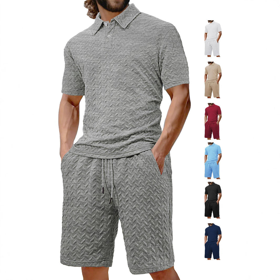 Summer Lapels Casual Short Sleeve Men's Shirt Suit - Image 3
