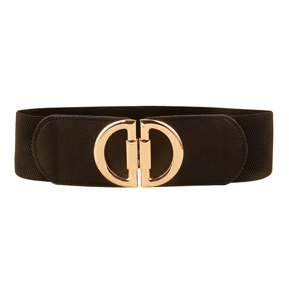 Elastic A Pair Of Buckles Wide Belt Women - Image 7