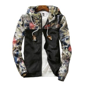 Spring Summer New Men Light Floral Print Hooded Jacket Fashion Trend Flower Coat Hoodies
