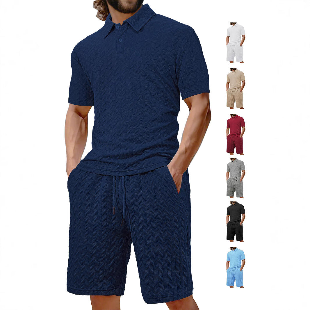 Summer Lapels Casual Short Sleeve Men's Shirt Suit - Image 5