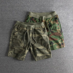 Cotton Personality Camouflage Stretch Waist Shorts Men's Casual Long Shorts