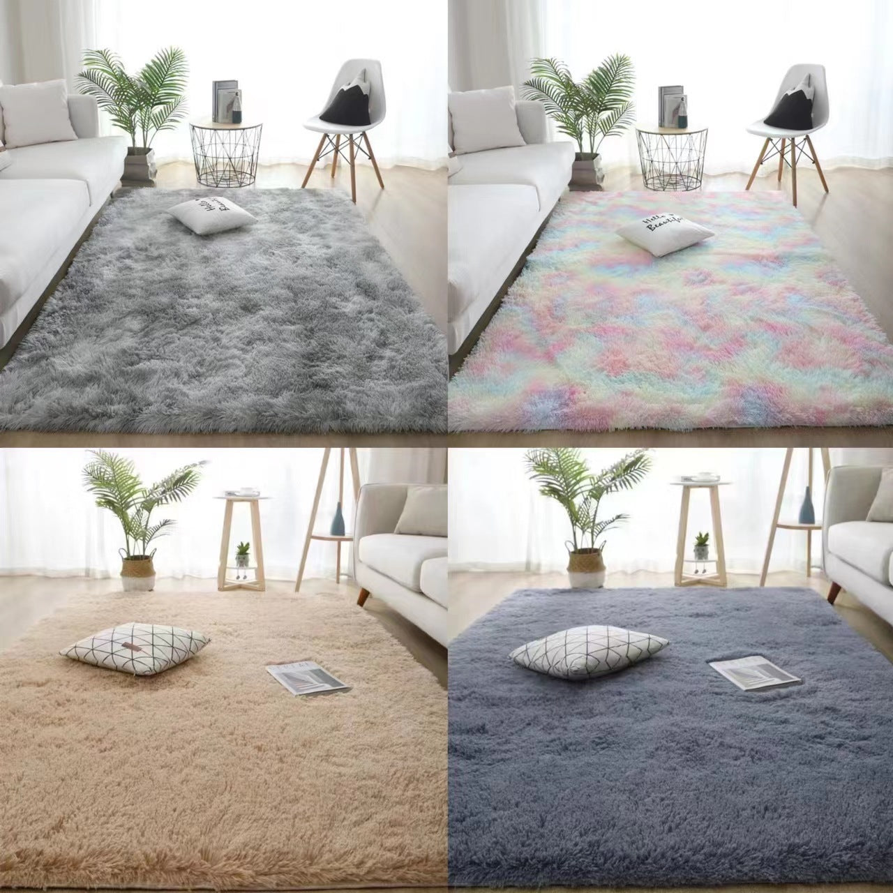Silk Hair Tie-dyed Carpet Hair Plush Living Room Bedroom And Household - Image 2