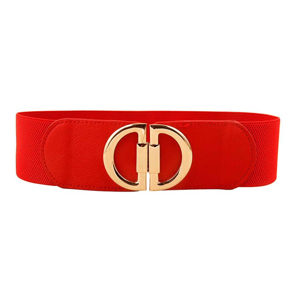 Elastic A Pair Of Buckles Wide Belt Women - Image 9