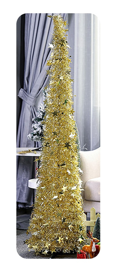 Artificial Tinsel Up Christmas Tree With Stand Gorgeous Collapsible Artificial Christmas Tree For Christmas Decorations - Image 3