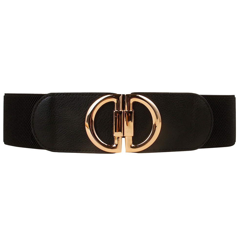 Elastic A Pair Of Buckles Wide Belt Women - Image 4