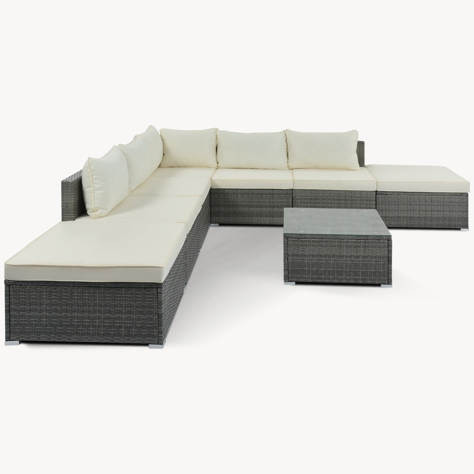 8-Pc Outdoor Patio Furniture Set, Garden Wicker Sofa, Single Sofa Combinable - Image 5