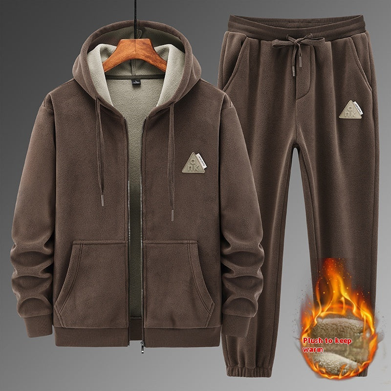 Cashmere Hooded Sweater Cotton Pants Casual Warm Keeping Sports Suit