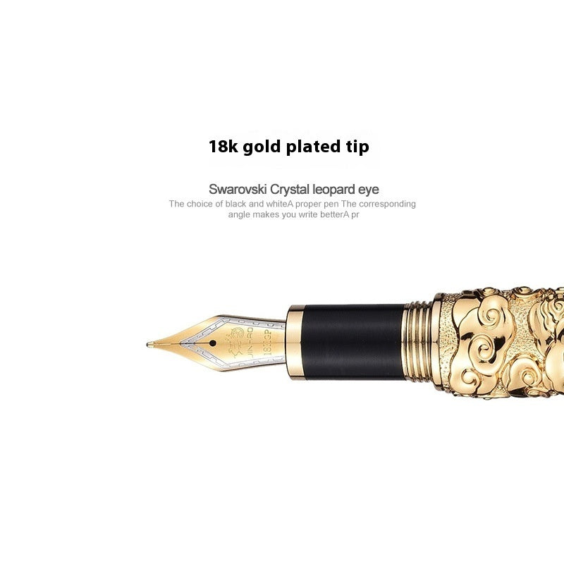 Retro Chinese Style Relief 18K Gold Plated Tip Gift Pen Two Colors - Image 4