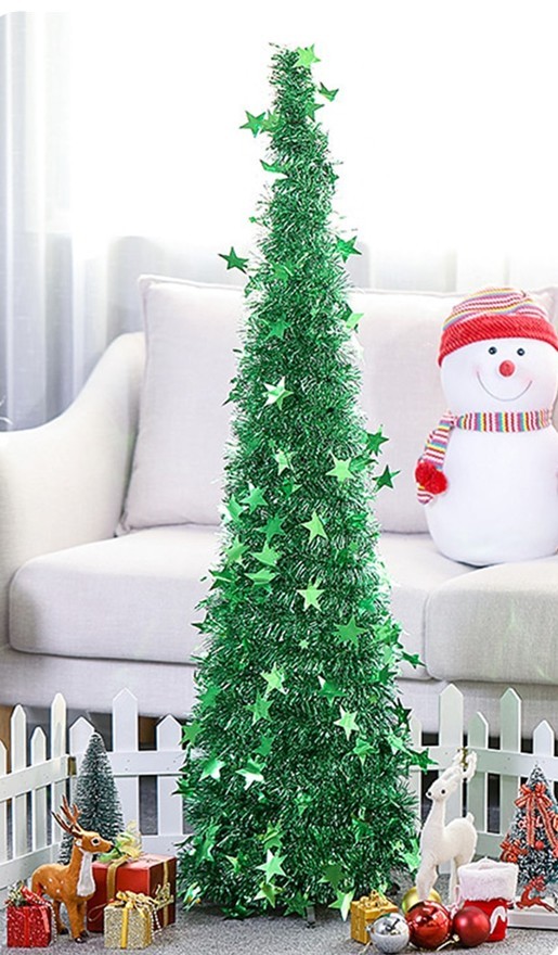Artificial Tinsel Up Christmas Tree With Stand Gorgeous Collapsible Artificial Christmas Tree For Christmas Decorations - Image 8