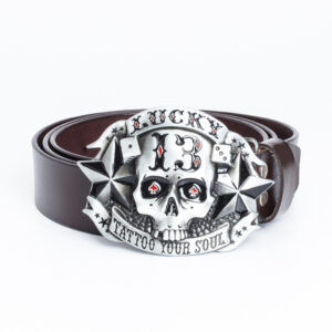 Trendy Men's Leather Belt Skull Skateboard Buckle
