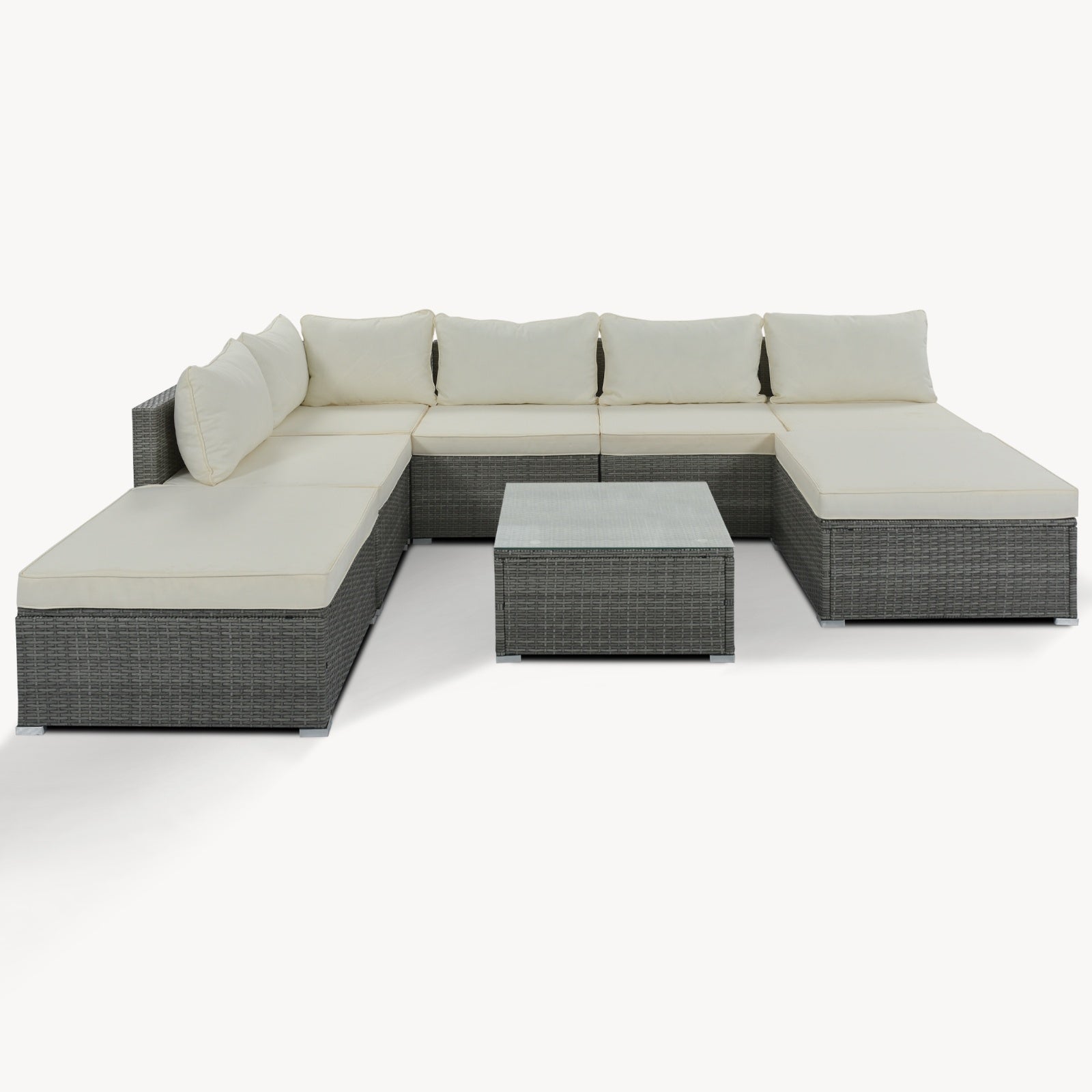 8-Pc Outdoor Patio Furniture Set, Garden Wicker Sofa, Single Sofa Combinable - Image 7