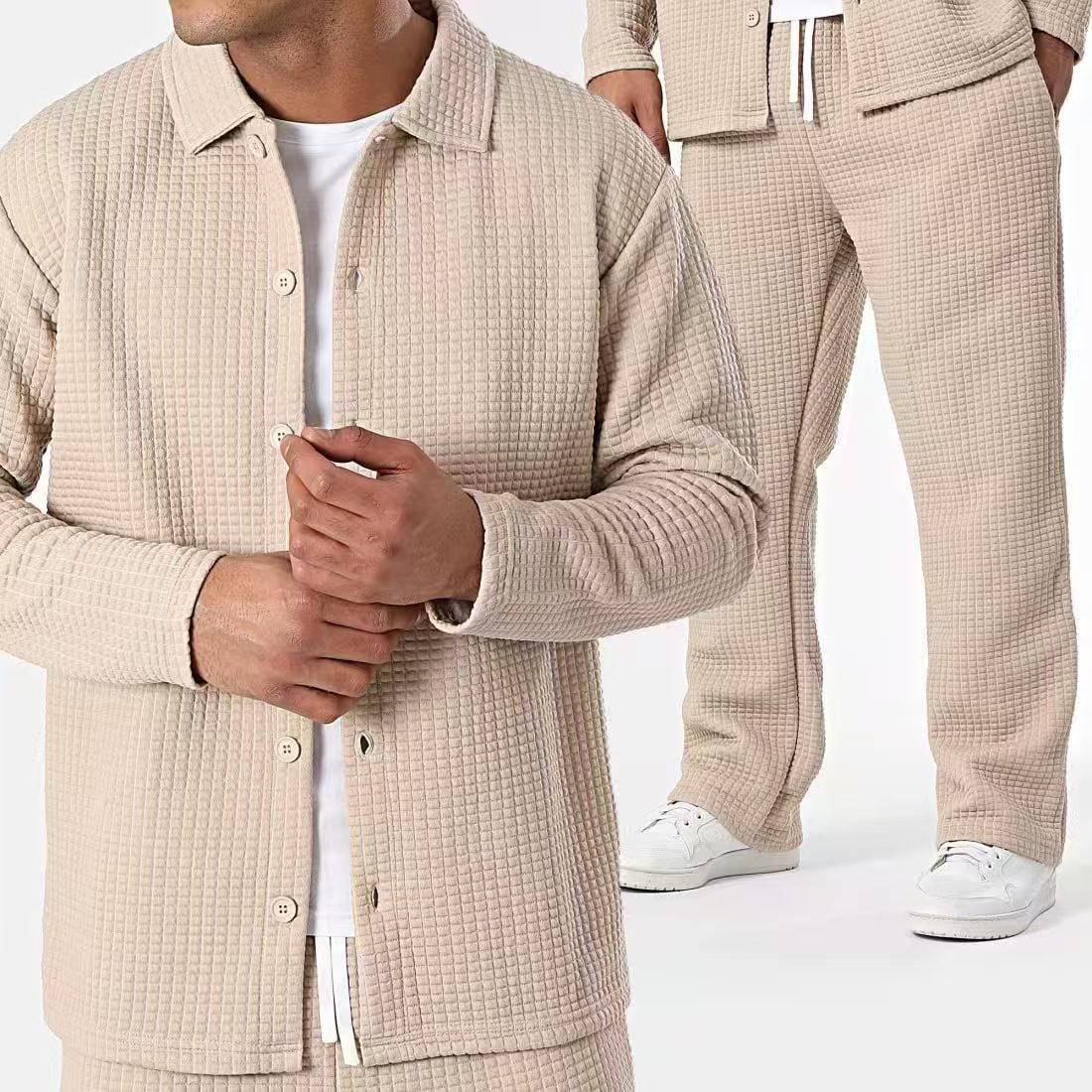 Anti-Wrinkle Small Plaid Lapel Simple Jacket Suits