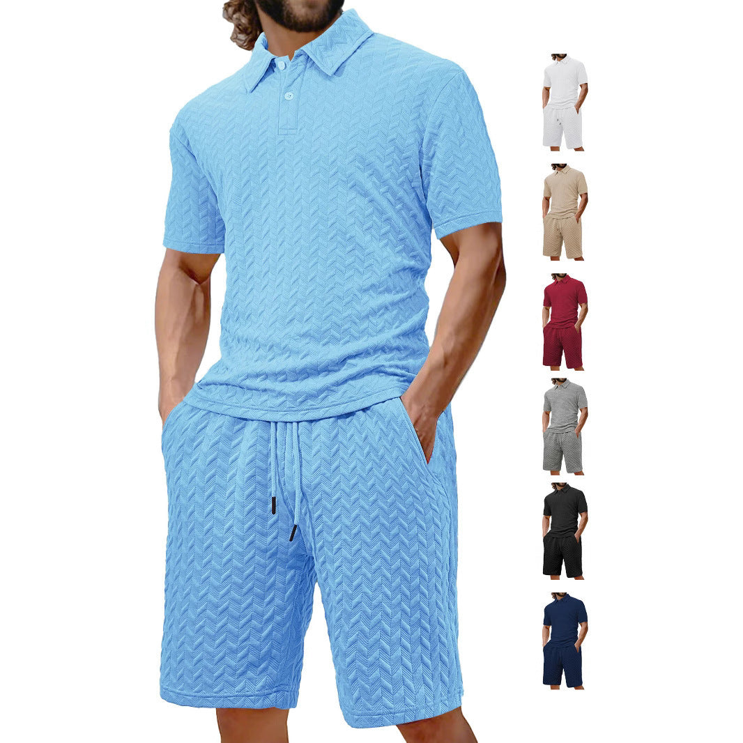 Summer Lapels Casual Short Sleeve Men's Shirt Suit - Image 4