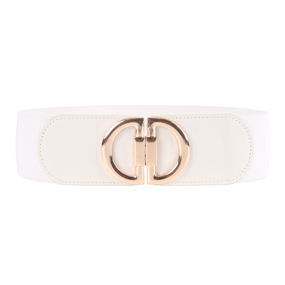 Elastic A Pair Of Buckles Wide Belt Women - Image 10