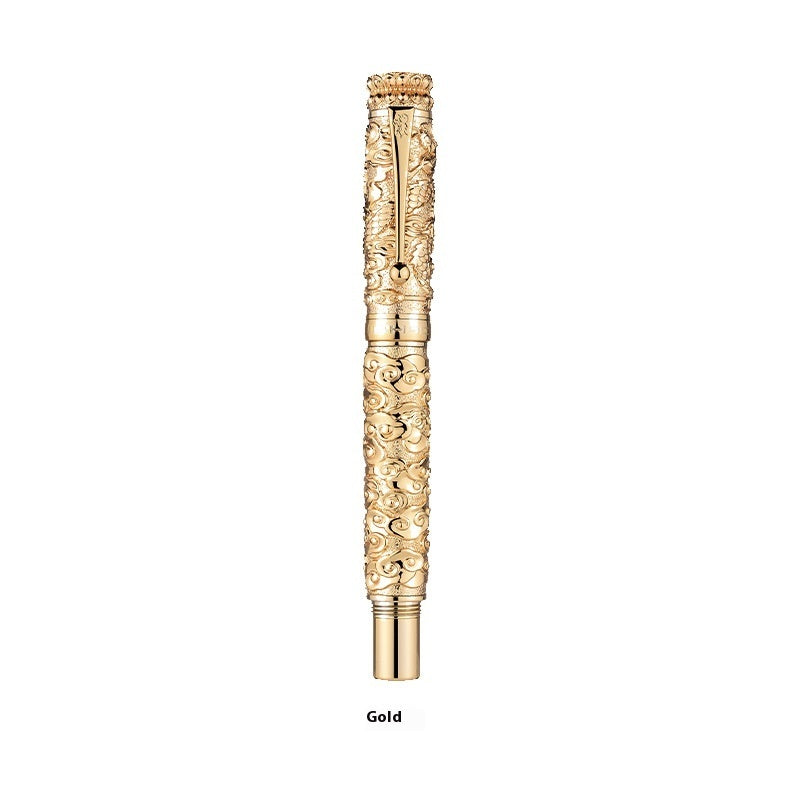 Retro Chinese Style Relief 18K Gold Plated Tip Gift Pen Two Colors - Image 6